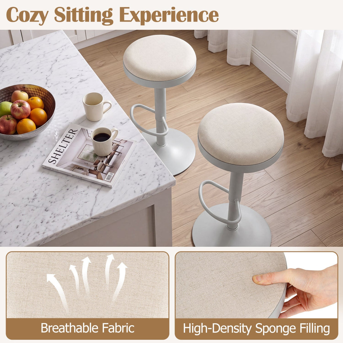 Adjustable Swivel Bar Stools Set of 4 with Padded Seats DirectDeals