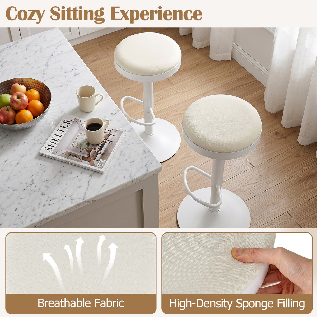 Adjustable Swivel Bar Stools Set of 4 with Padded Seats DirectDeals