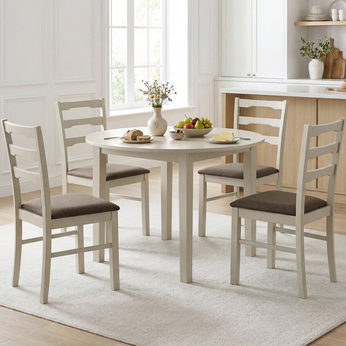 Upholstered Dining Chairs Set of 4 with Wood Frame