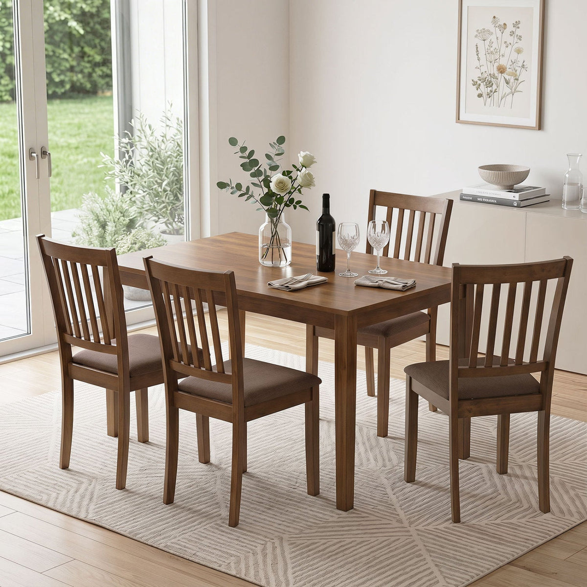 Upholstered Dining Chairs Set of 4 with Rubber Wood Frame DirectDeals