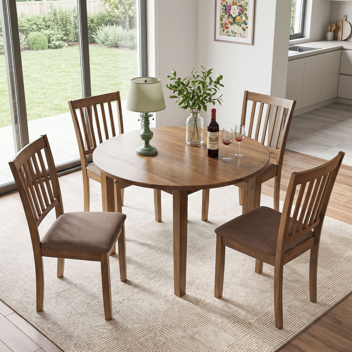 Upholstered Dining Chairs Set of 4 with Rubber Wood Frame DirectDeals