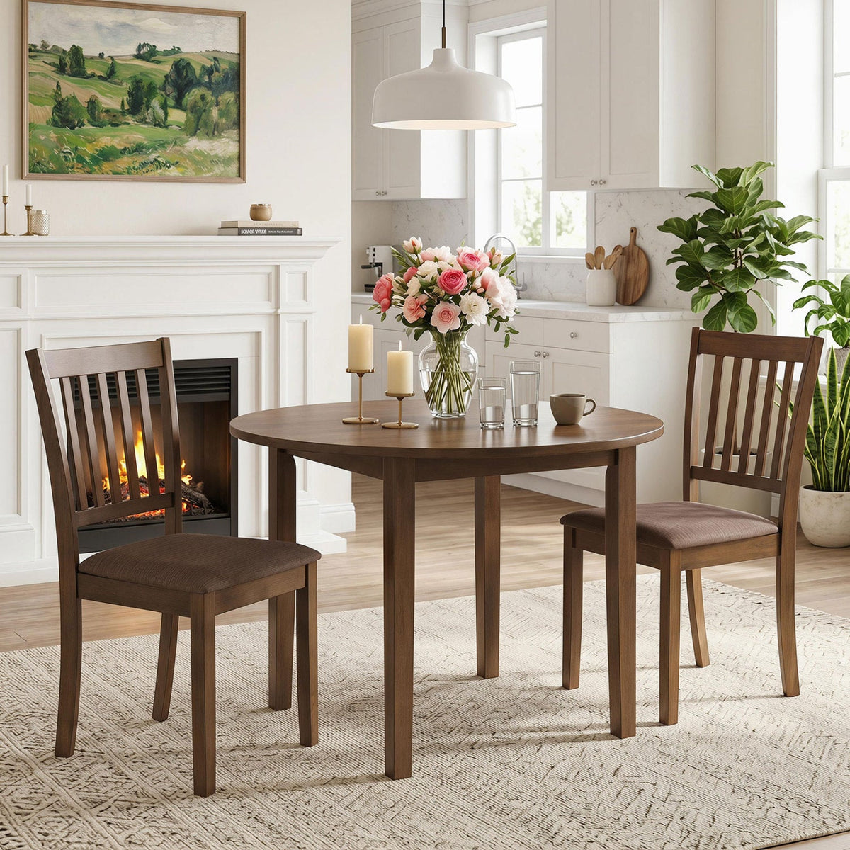 Upholstered Dining Chairs Set of 4 with Rubber Wood Frame DirectDeals