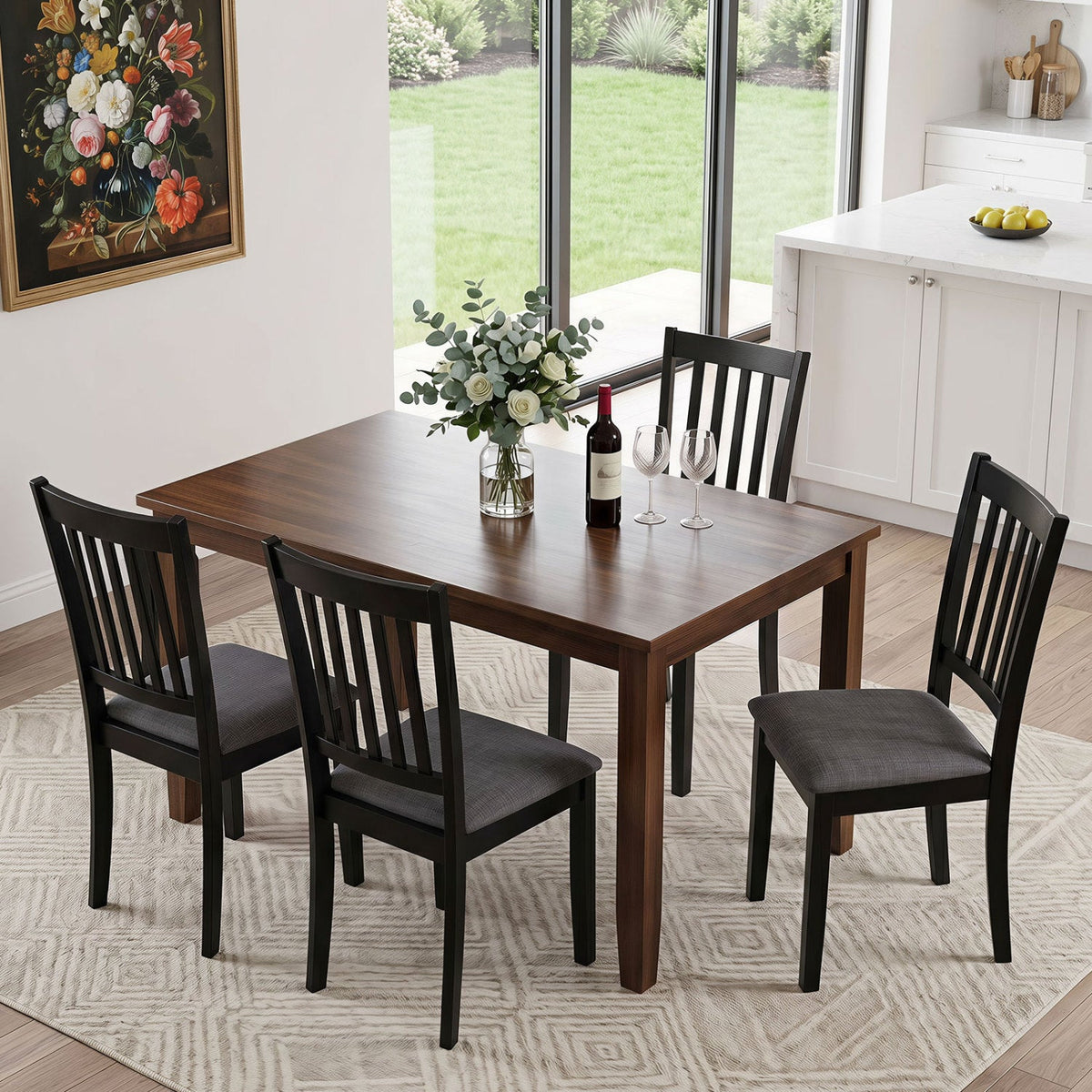 Upholstered Dining Chairs Set of 4 with Rubber Wood Frame DirectDeals