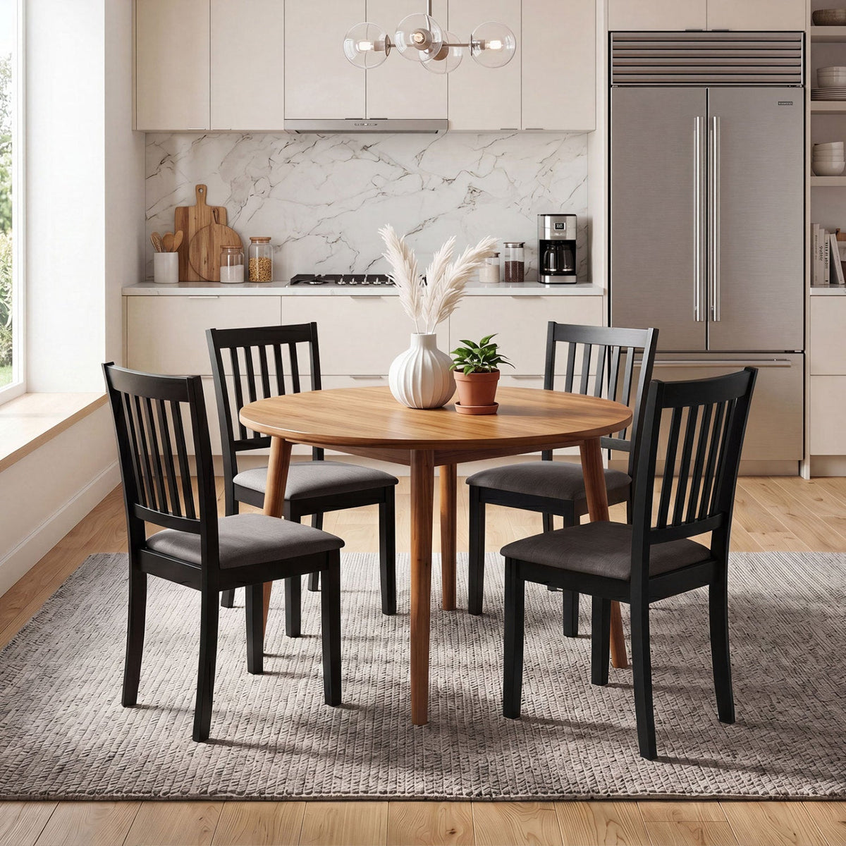 Upholstered Dining Chairs Set of 4 with Rubber Wood Frame DirectDeals