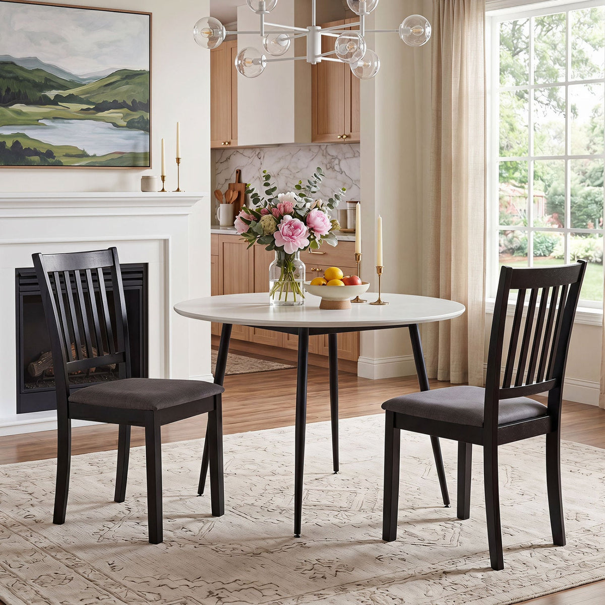 Upholstered Dining Chairs Set of 4 with Rubber Wood Frame DirectDeals