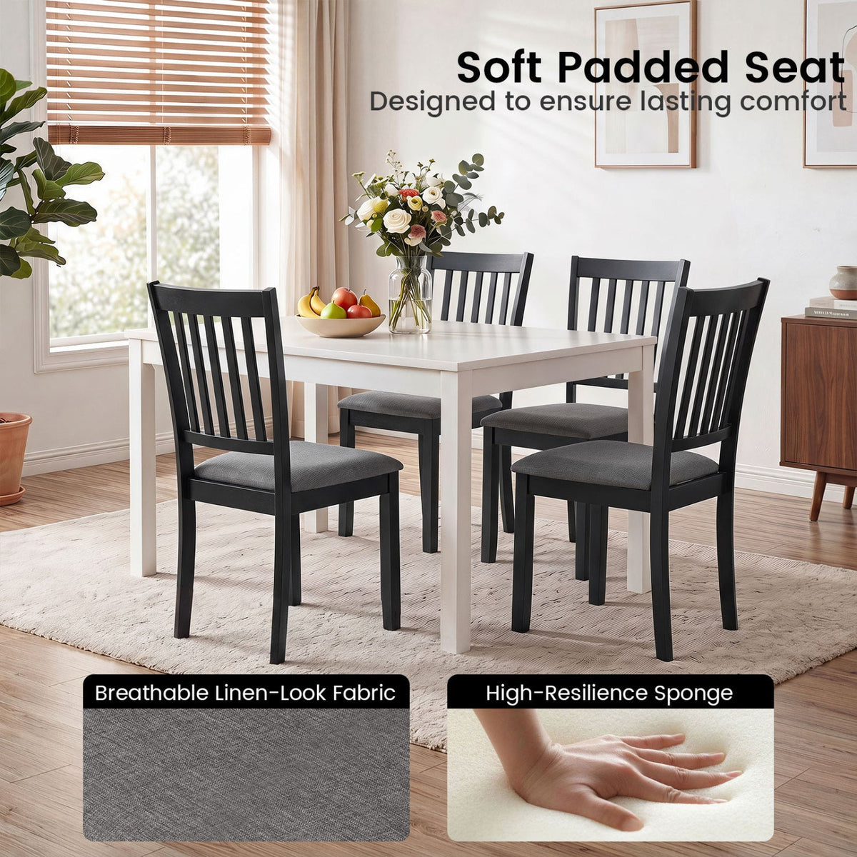 Upholstered Dining Chairs Set of 4 with Rubber Wood Frame DirectDeals