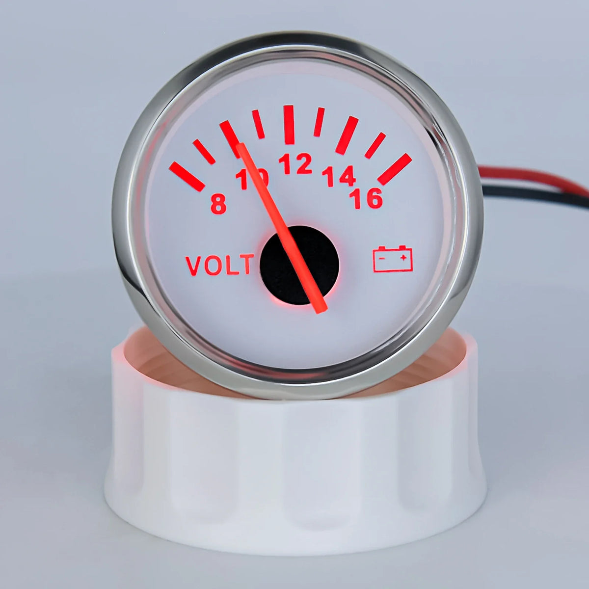 AD Universal 52mm Voltmeter | 8-16V Waterproof Gauge for Car Motorcycle Boat with Red Backlight MyPetiteCar.com