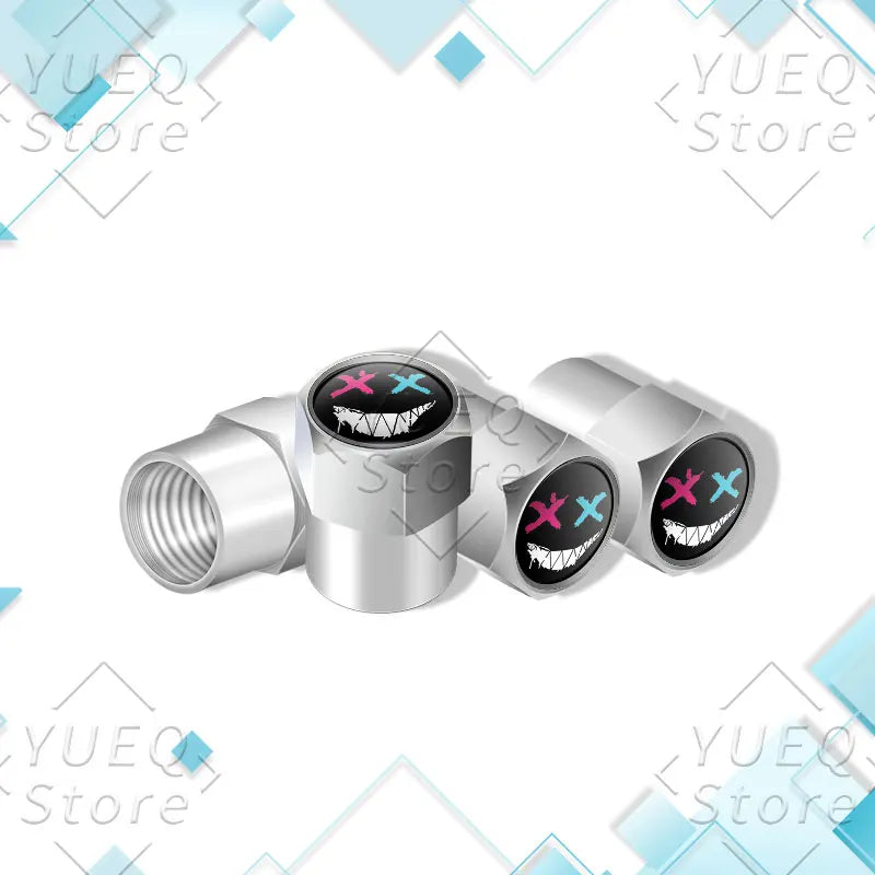 4Pcs XX Smiling Face Logo Pattern Car Tire Valve Caps | Universal Aluminum Tire Stem Covers MyPetiteCar.com