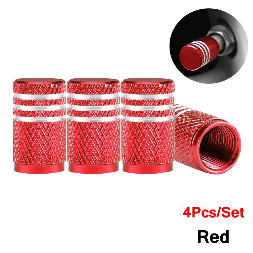 DSYCAR 4Pcs Silver Aluminum Knurling Tire Valve Stem Caps | US Schrader Compatible MyPetiteCar.com