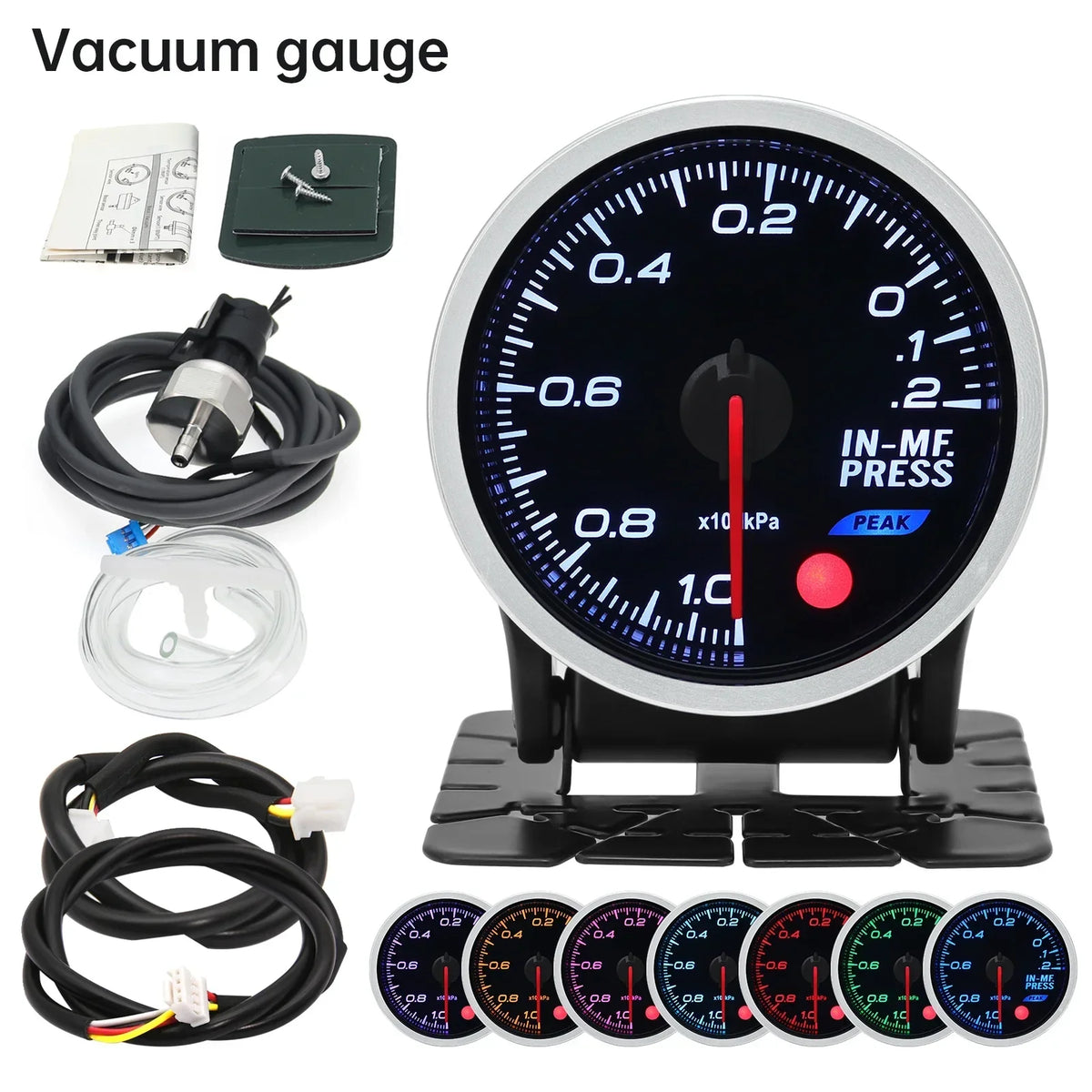 2 Inch 52mm Smoke Lens Turbo Boost Gauge | 8 Color Backlight Car Gauge with Sensor MyPetiteCar.com