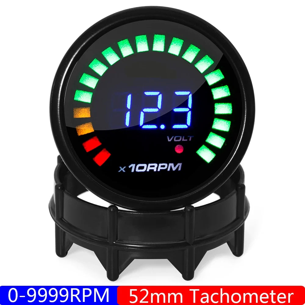 2" 52MM Digital LED Gauge Set | PSI Boost Vacuum Water Temp Oil Temp Oil Press Voltmeter Air/Fuel Ratio EGT RPM Tachometer MyPetiteCar.com