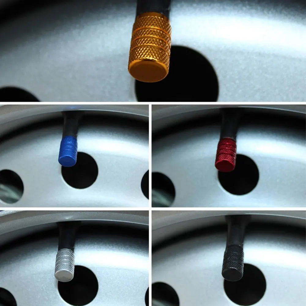 DSYCAR 4Pcs Silver Aluminum Knurling Tire Valve Stem Caps | US Schrader Compatible MyPetiteCar.com
