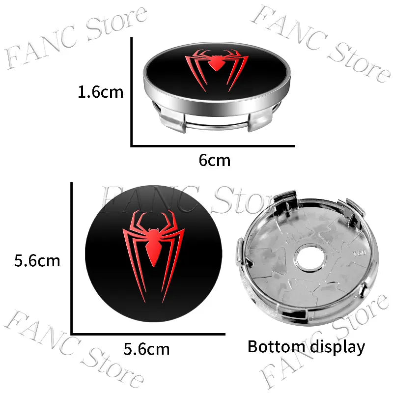 4 Pcs Red Spider Wheel Center Cap Stickers