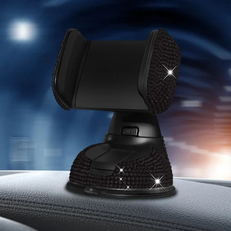 2024 Diamond Pink Car Phone Holder with Rhinestone Accents
