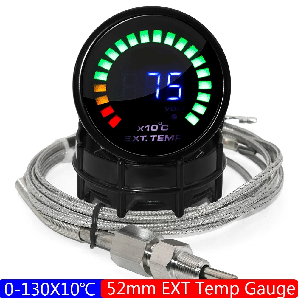 2" 52MM Digital LED Gauge Set | PSI Boost Vacuum Water Temp Oil Temp Oil Press Voltmeter Air/Fuel Ratio EGT RPM Tachometer MyPetiteCar.com