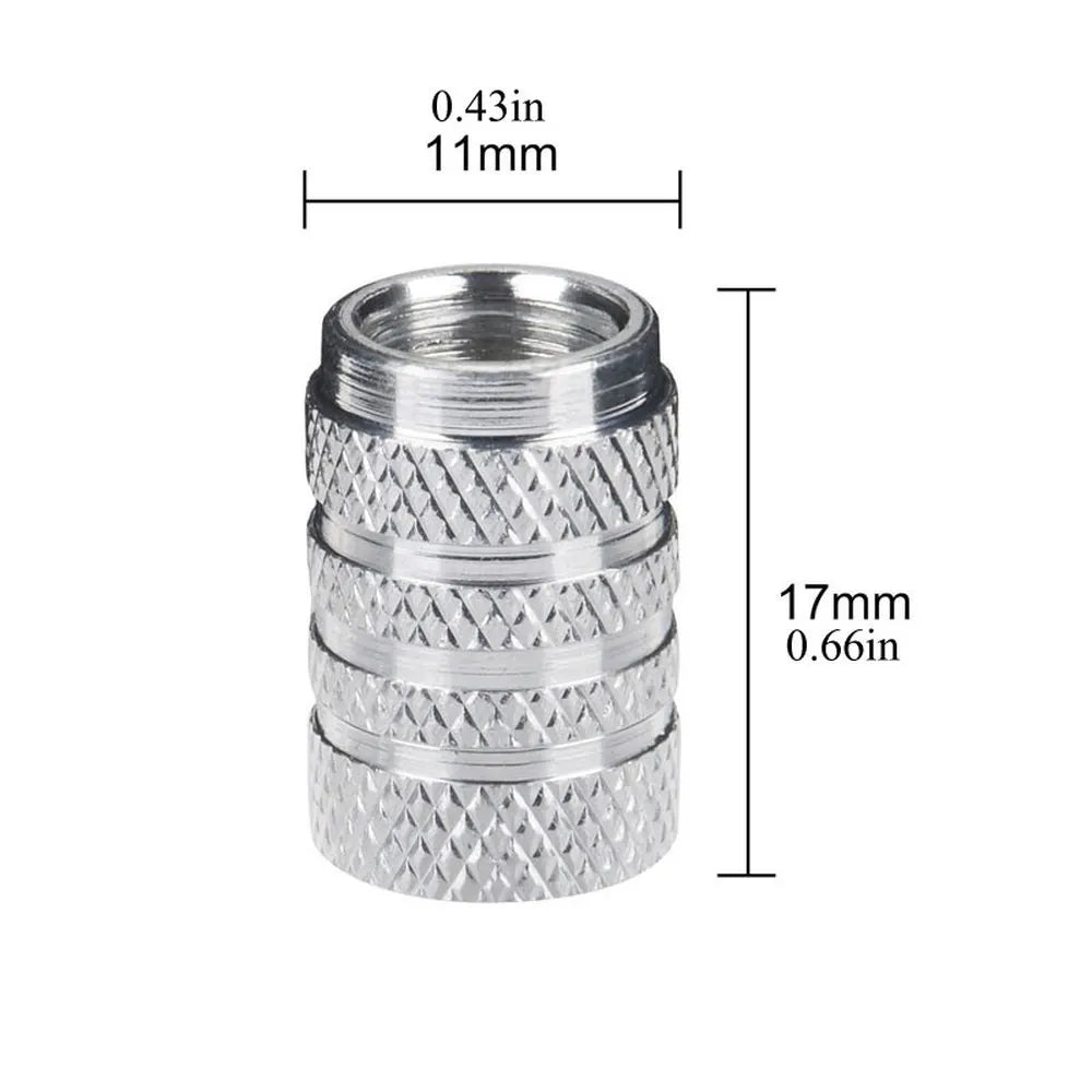 DSYCAR 4Pcs Silver Aluminum Knurling Tire Valve Stem Caps | US Schrader Compatible MyPetiteCar.com