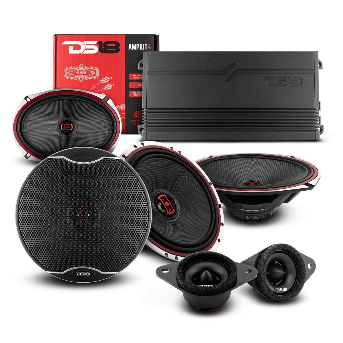 DS18 2005-2021 Toyota Tacoma Double and Access Cab Front and Back Doors Speakers Best Upgrade/Replacement Package 1800 Watts DS18