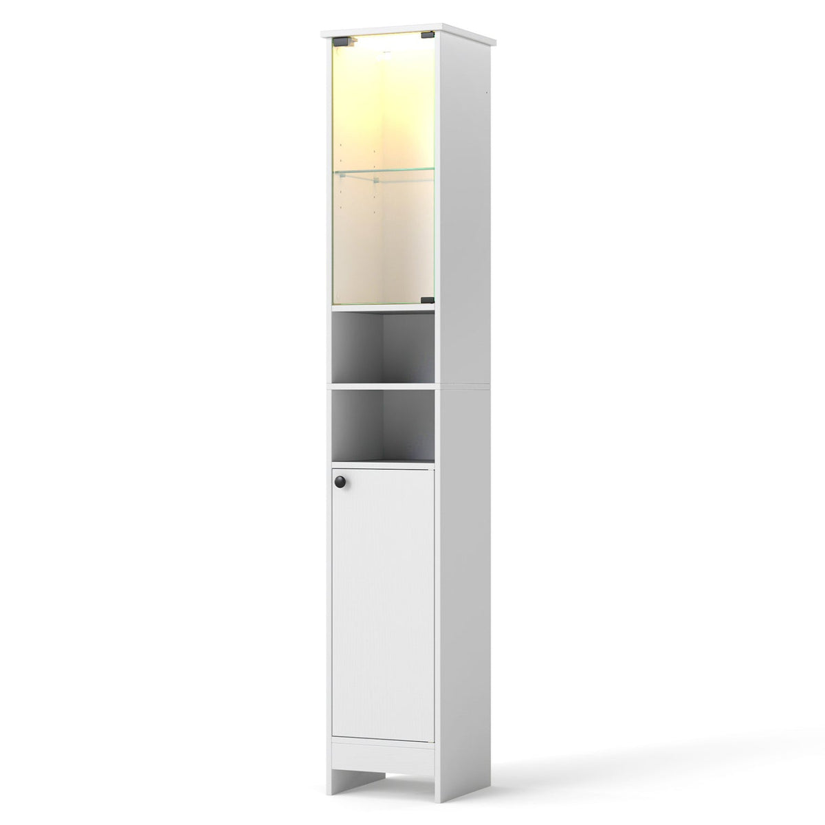 Tall Bathroom Storage Cabinet with LED Lights and Adjustable Shelves DirectDeals