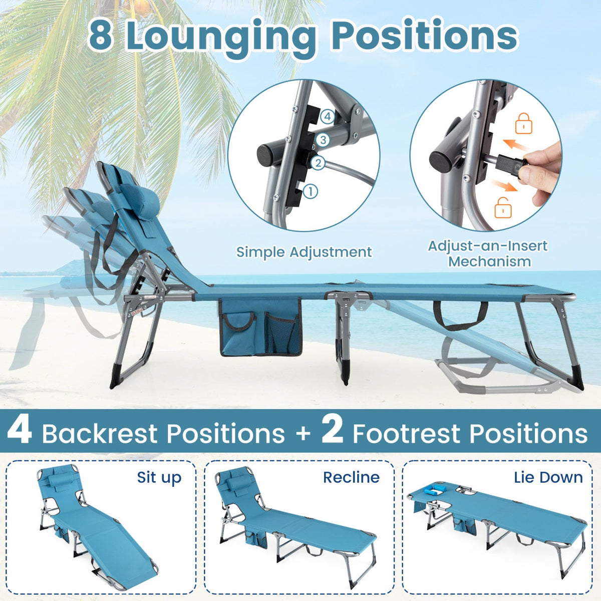 Tanning Chair with Face Arm Holes Folding Chair DirectDeals