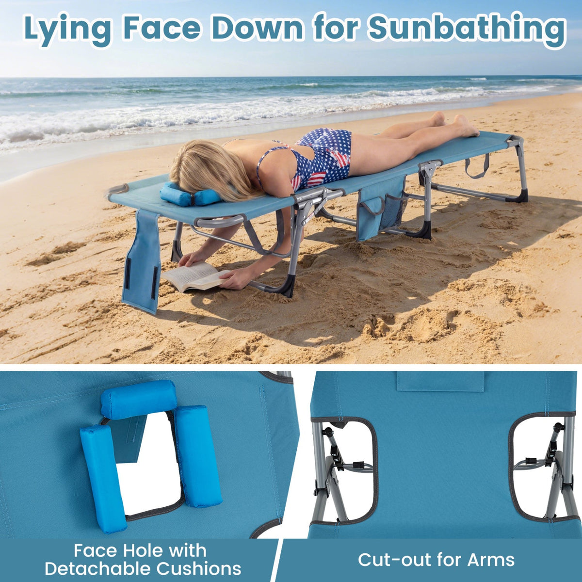 Tanning Chair with Face Arm Holes Folding Chair DirectDeals