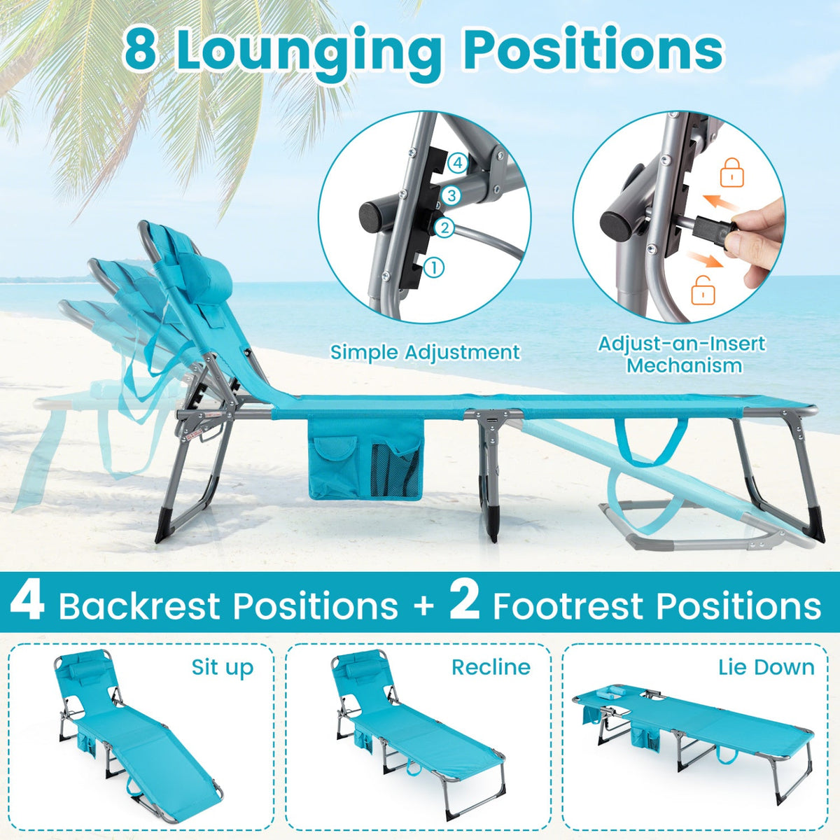 Tanning Chair with Face Arm Holes Folding Chair DirectDeals