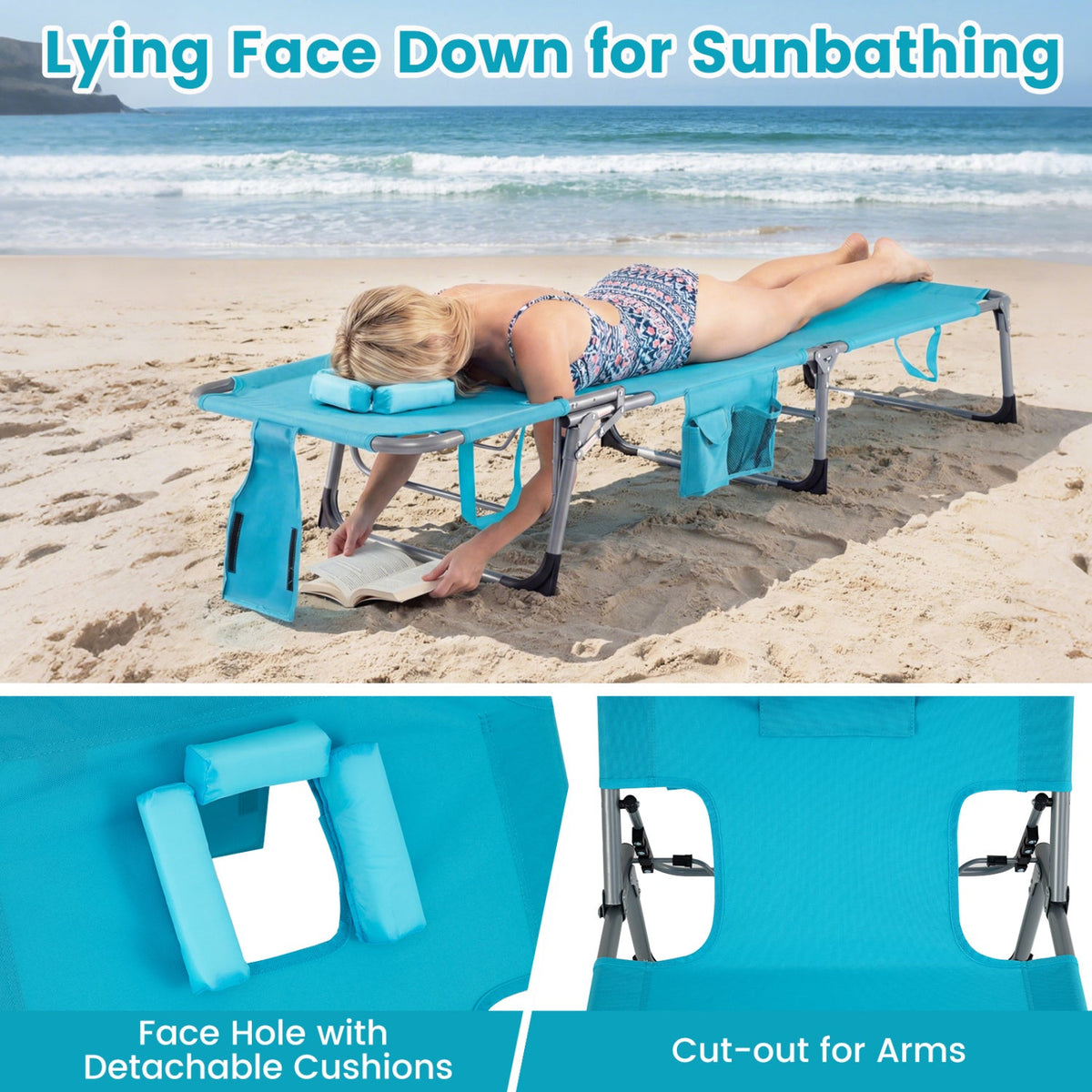 Tanning Chair with Face Arm Holes Folding Chair DirectDeals