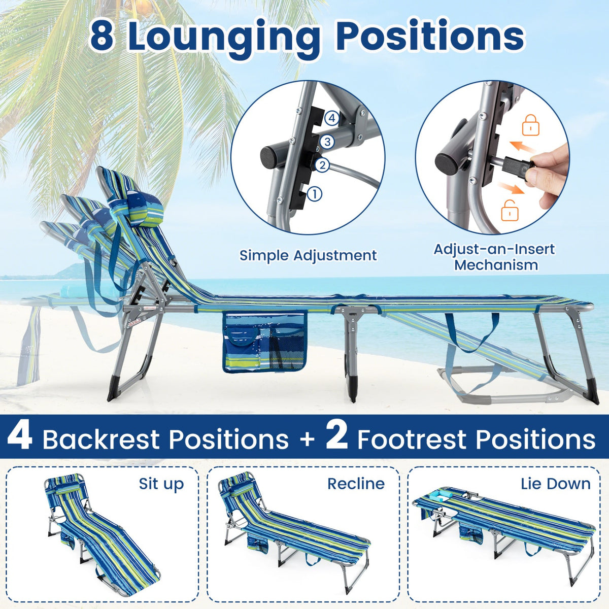 Tanning Chair with Face Arm Holes Folding Chair DirectDeals
