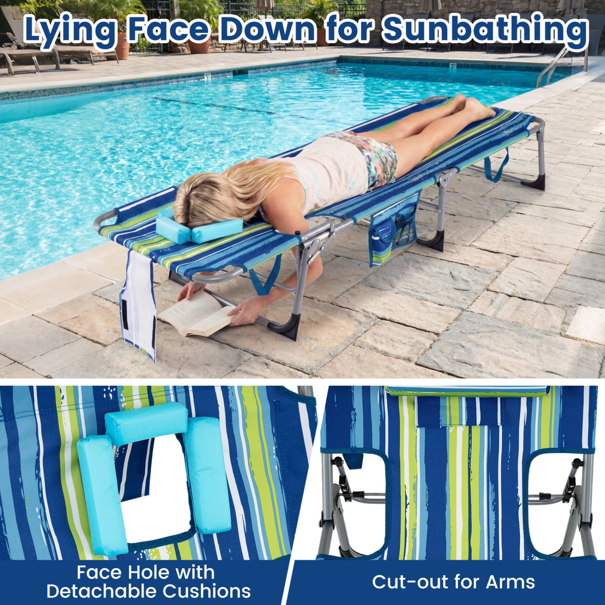Tanning Chair with Face Arm Holes Folding Chair DirectDeals