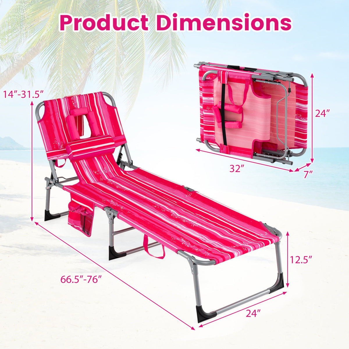 Tanning Chair with Face Arm Holes Folding Chair DirectDeals