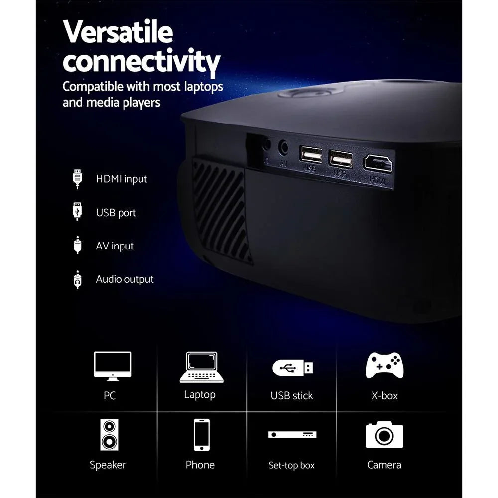 Devanti Mini Video Projector Wifi USB HDMI Portable 2000 Lumens HD