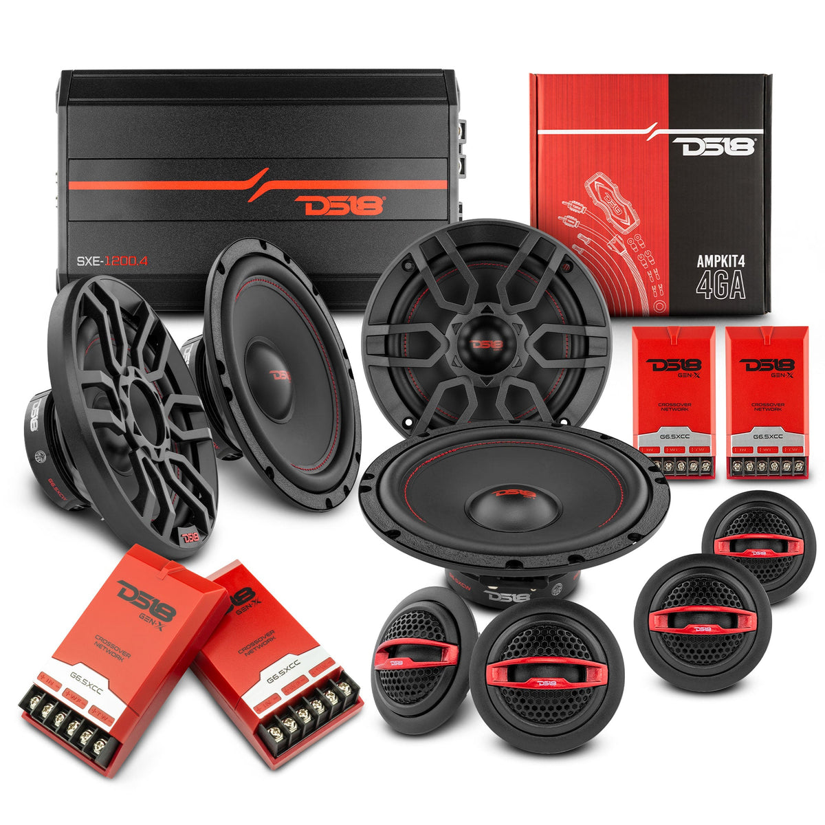 DS18 2006-2020 Honda Civic Front and Back Doors Sedan Speaker Good Upgrade/Replacement Package 900 Watts DS18