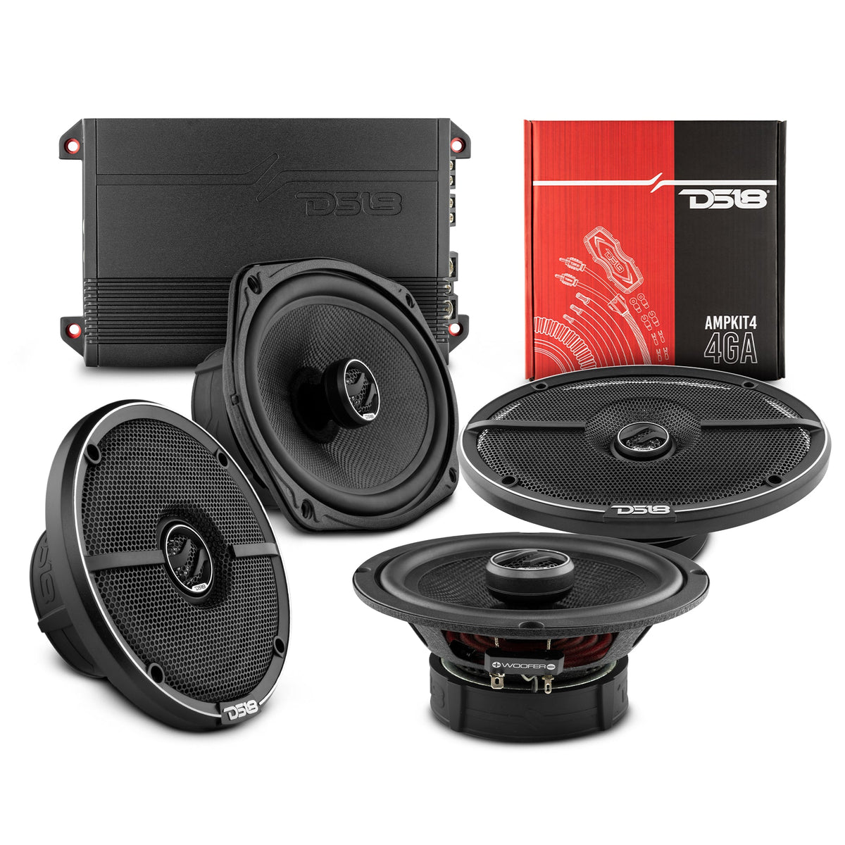 DS18 2015-2020 GMC Canyon Extended and Crew Cab Front and Back Doors Speakers Good Upgrade/Replacement Package 1600 Watts DS18