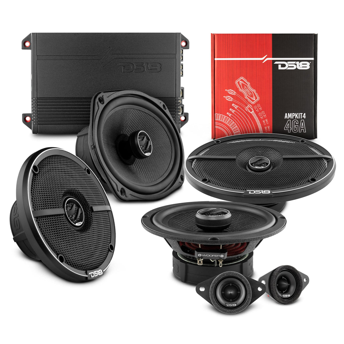 DS18 2005-2021 Toyota Tacoma Double and Access Cab Front and Back Doors Speakers Better Upgrade/Replacement Package 1600 Watts DS18