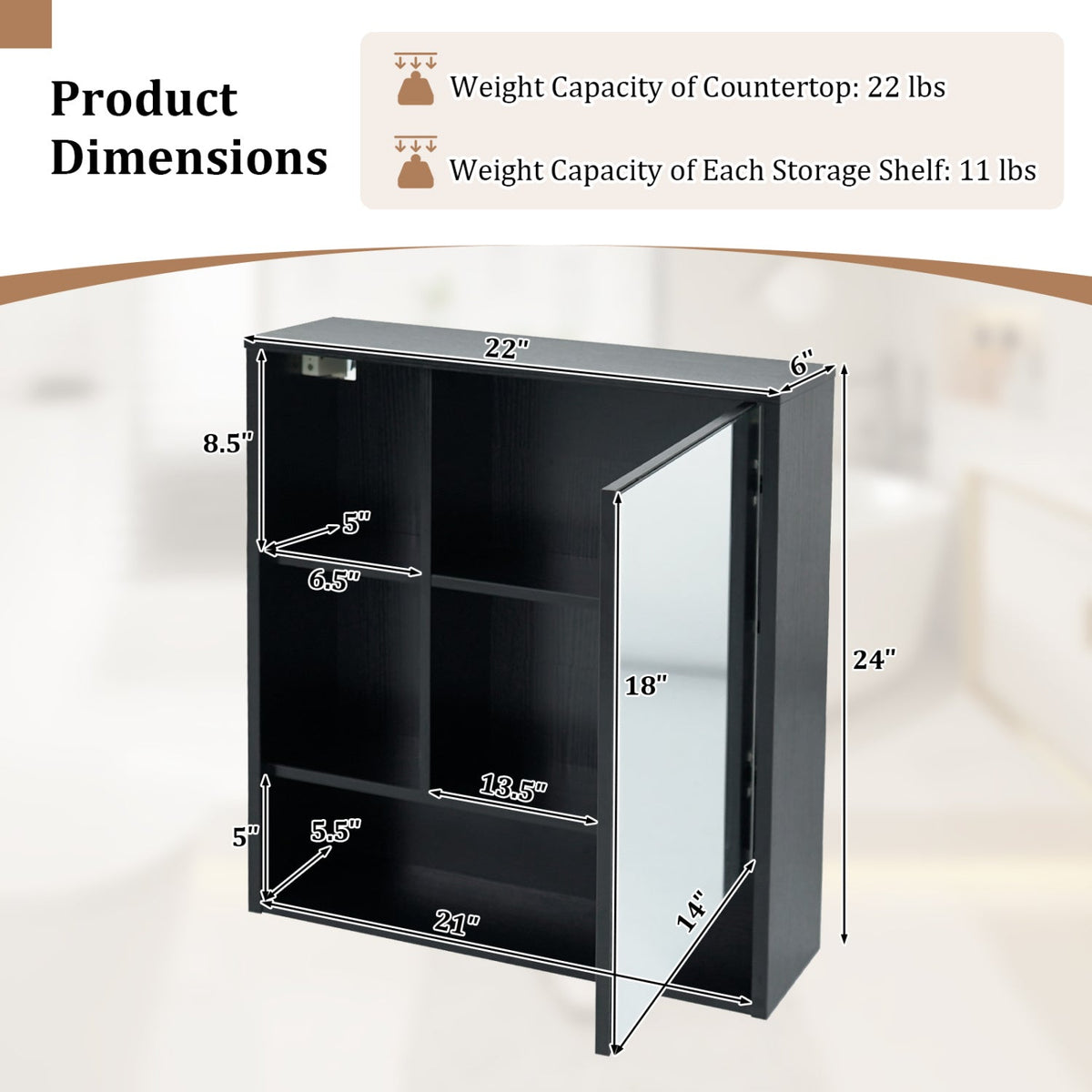 Wall-Mounted Mirror Cabinet with Hidden & Open Storage DirectDeals