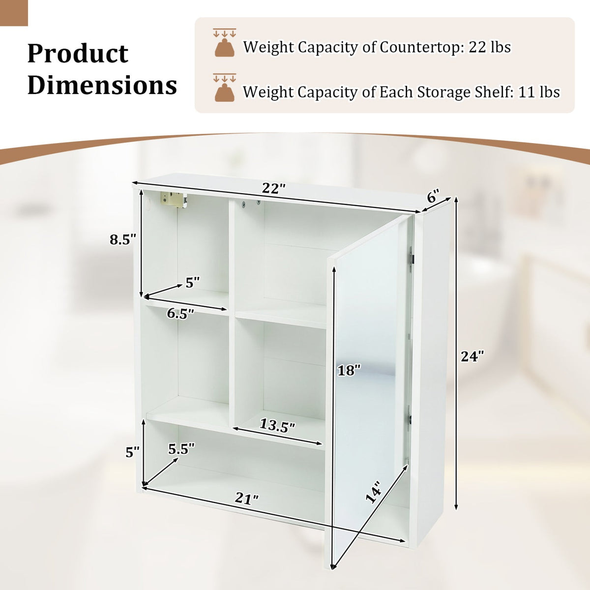 Wall-Mounted Mirror Cabinet with Hidden & Open Storage DirectDeals