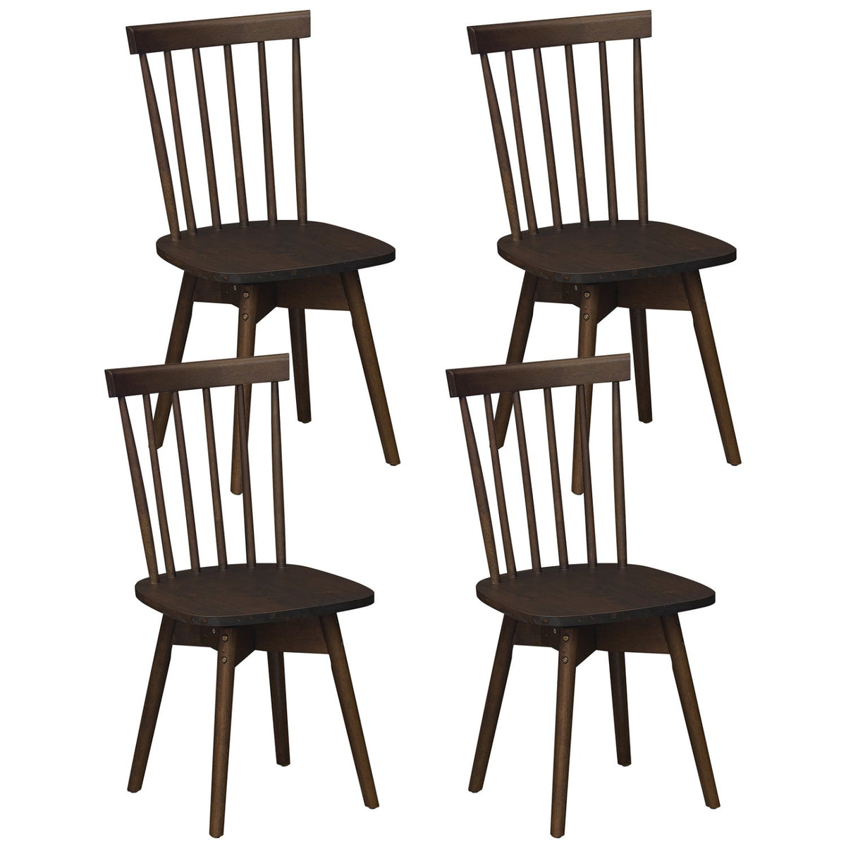 Windsor Dining Chairs Set of 4 Mid Century Rubber Wood Kitchen Chairs with Swivel Seat