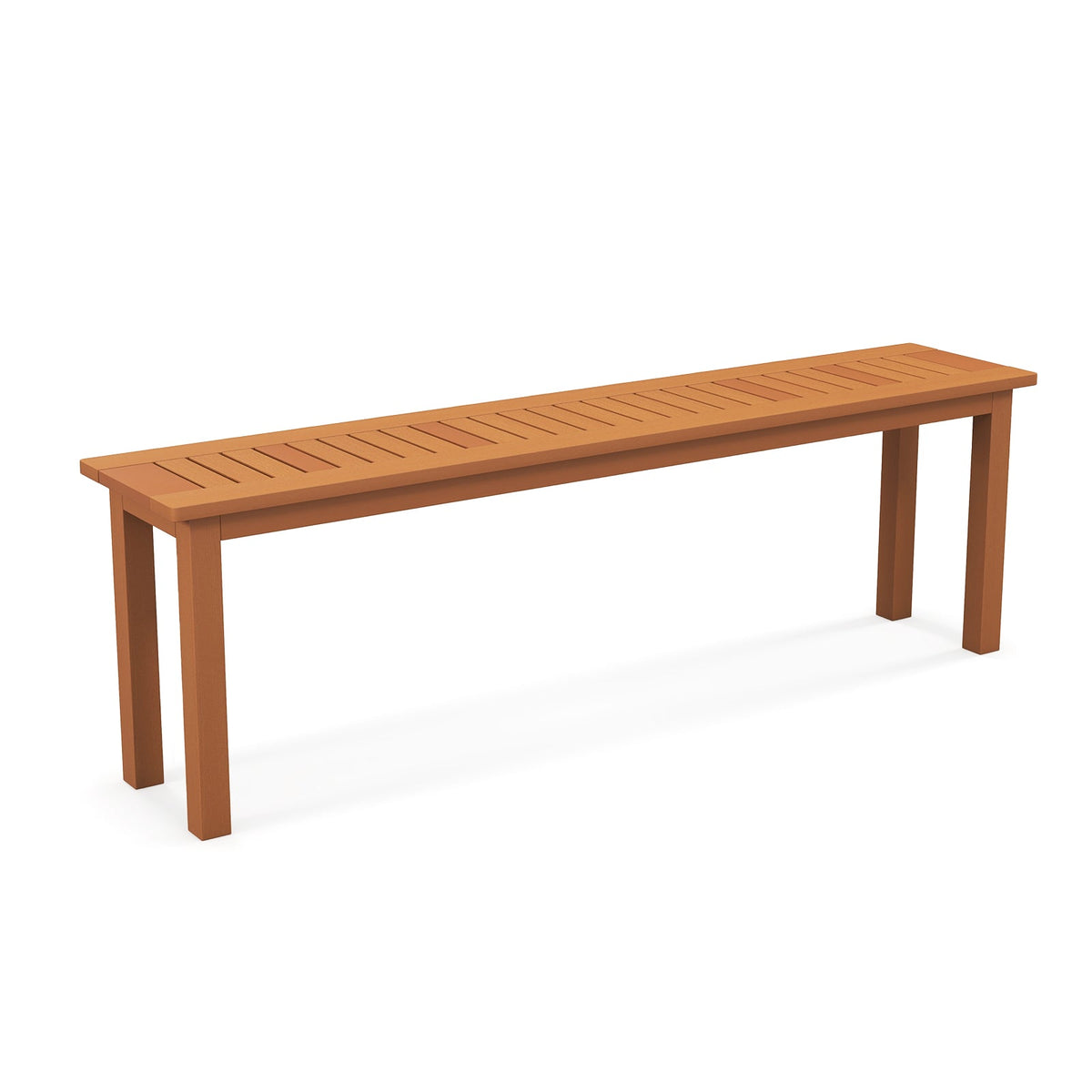 Outdoor 59 Inch Long Patio Dining Backless Wooden Bench with Teak Oil Finish DirectDeals