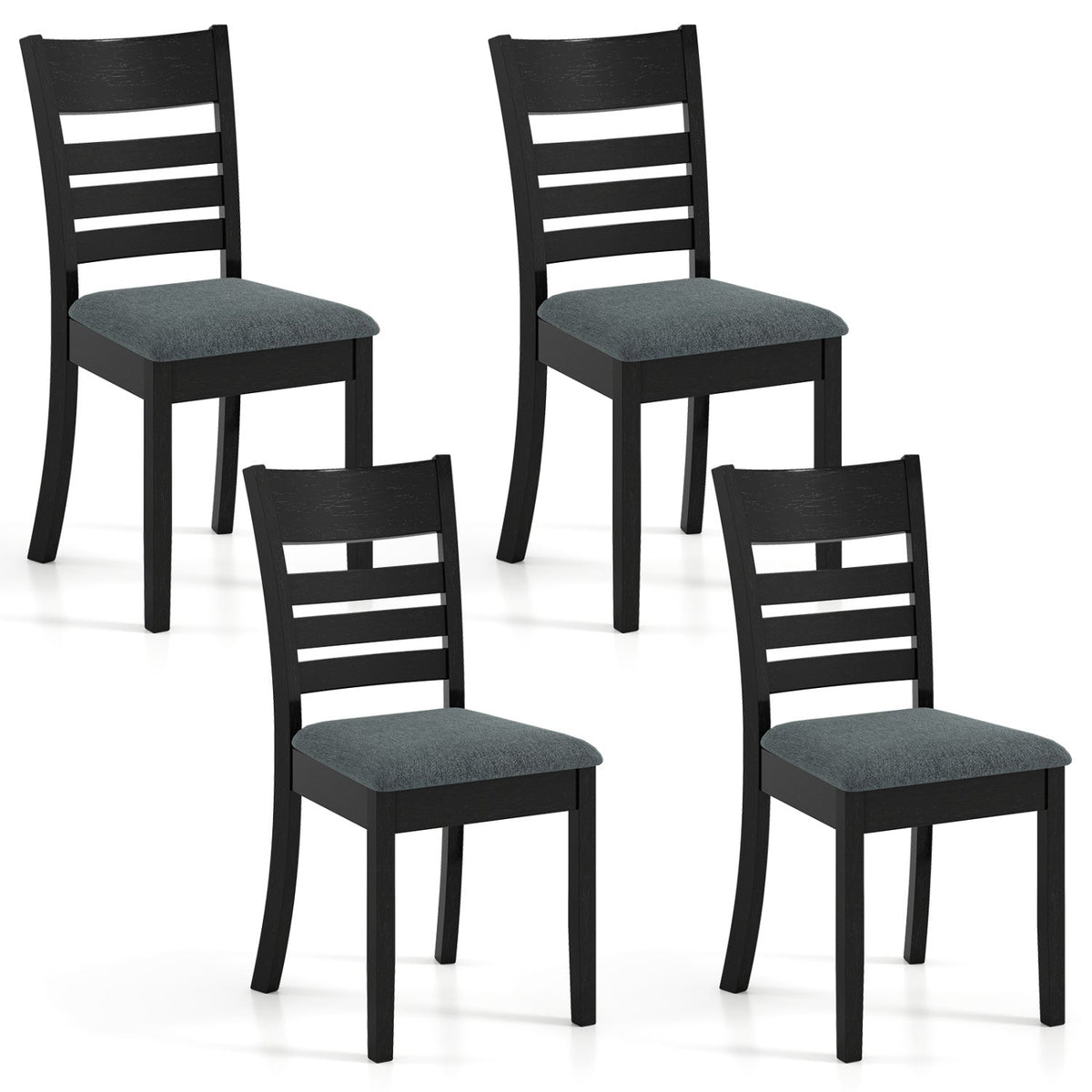 Wooden Dining Chairs Set of 4 Upholstered Kitchen Chairs with Rubber Wood Frame