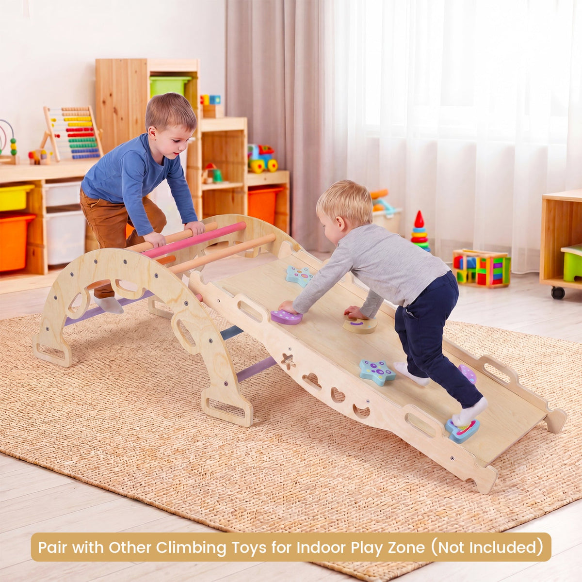 Wooden Rocking Climbing Arch with Cushion 3-in-1 Montessori DirectDeals