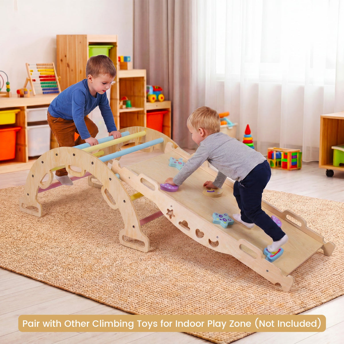 Wooden Rocking Climbing Arch with Cushion 3-in-1 Montessori DirectDeals