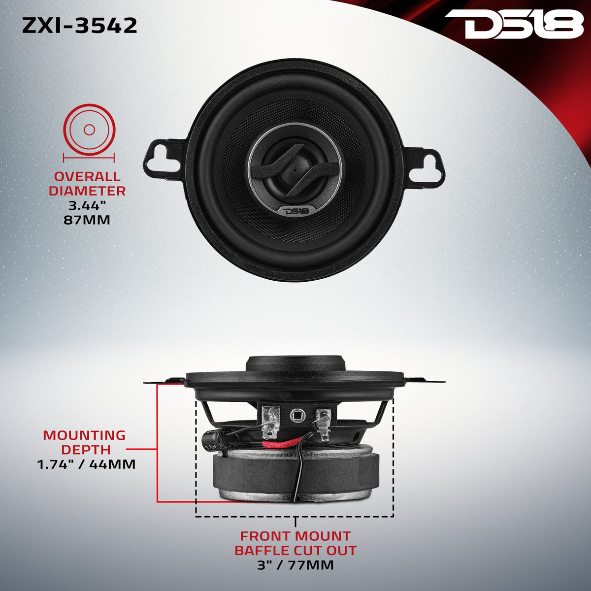ZXI 3.5” 2-Way Coaxial Speaker | 40 Watts RMS 4-Ohm DS18