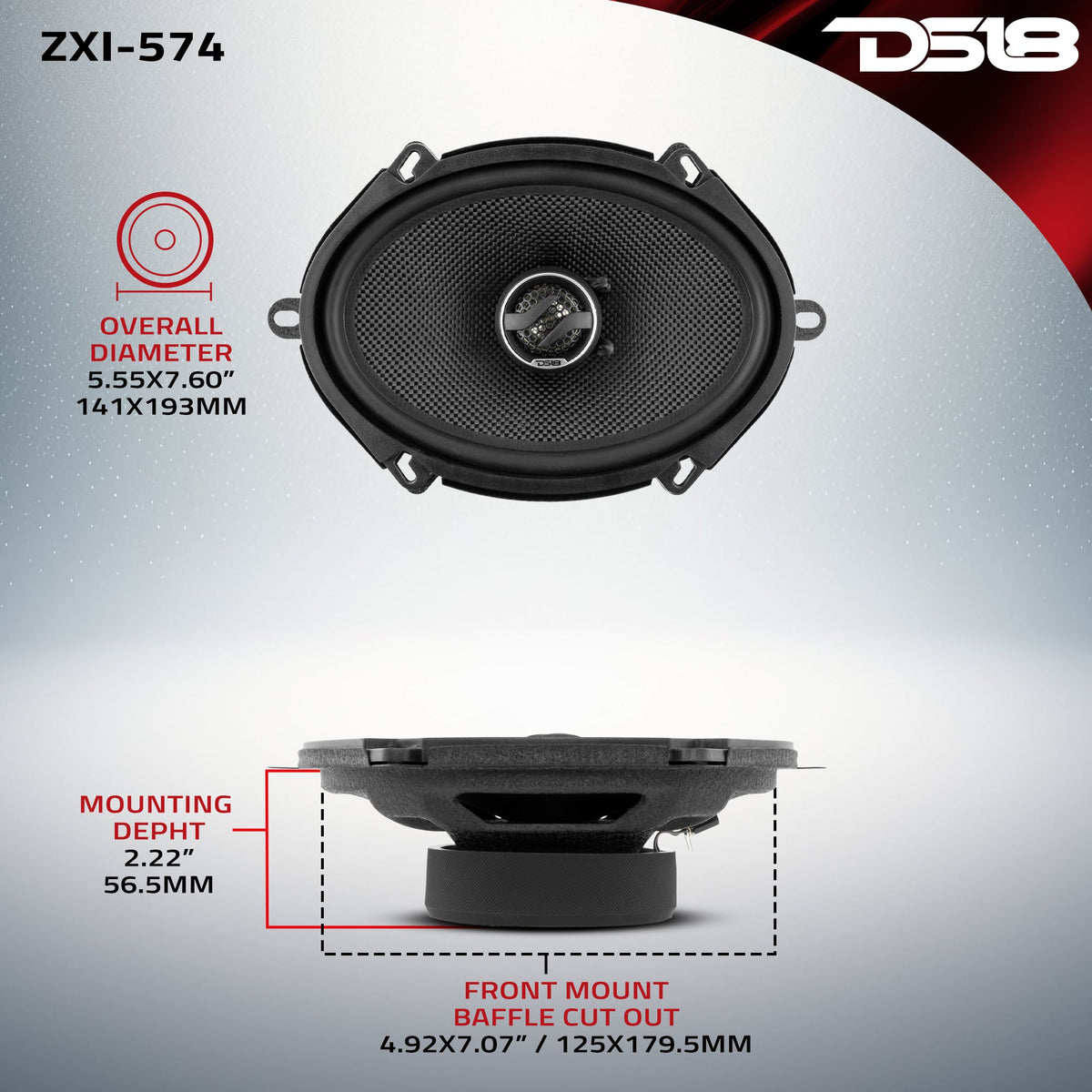 ZXI 5x7" 2-Way Coaxial Speakers with Kevlar Cone | 70 Watts Rms 4-Ohm DS18