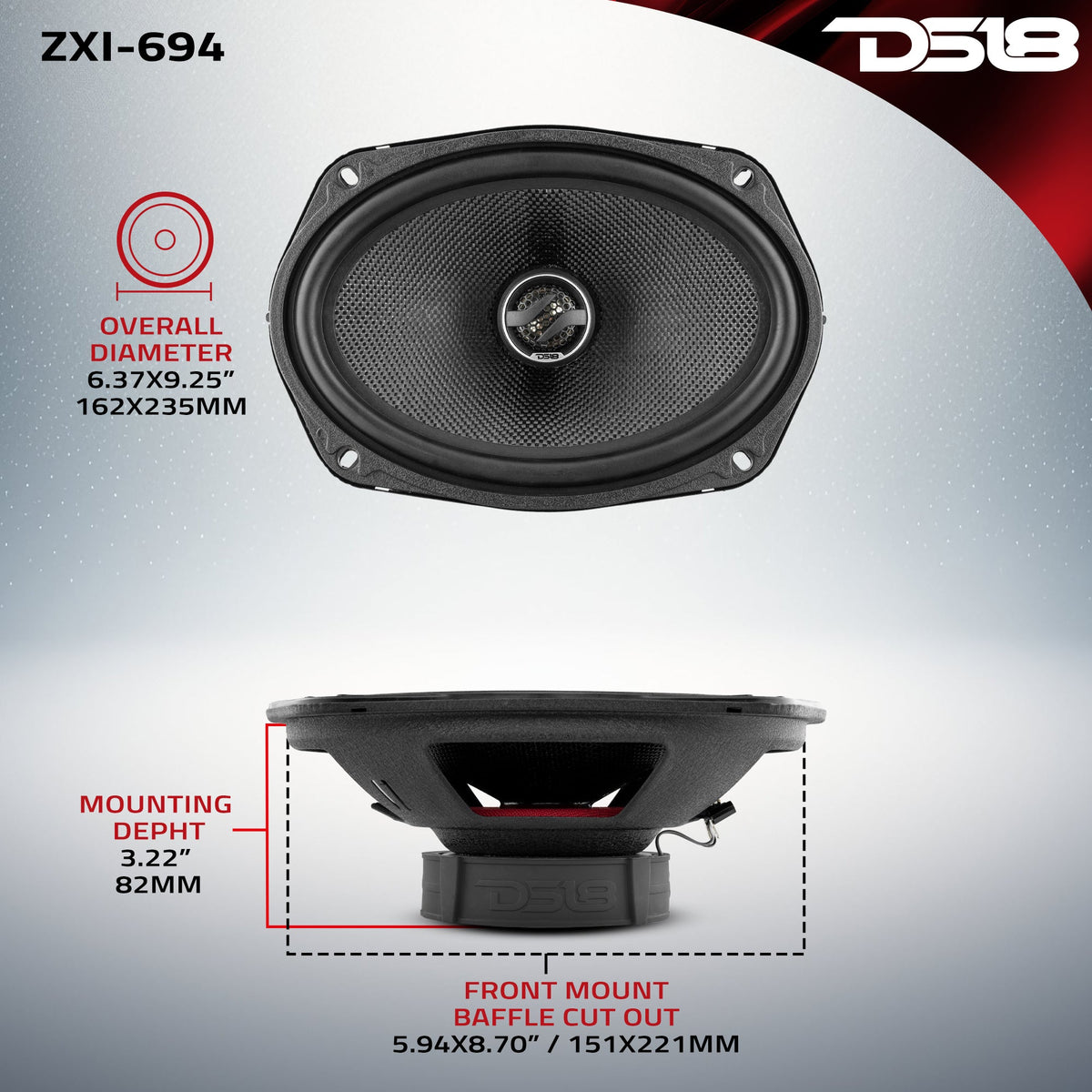 ZXi 6x9" 2-Way Coaxial Speakers with Kevlar Cone | 120W RMS 4-Ohm DS18