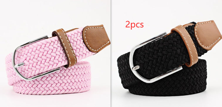 Women's Canvas Belt Casual Stretch Braided Buckle