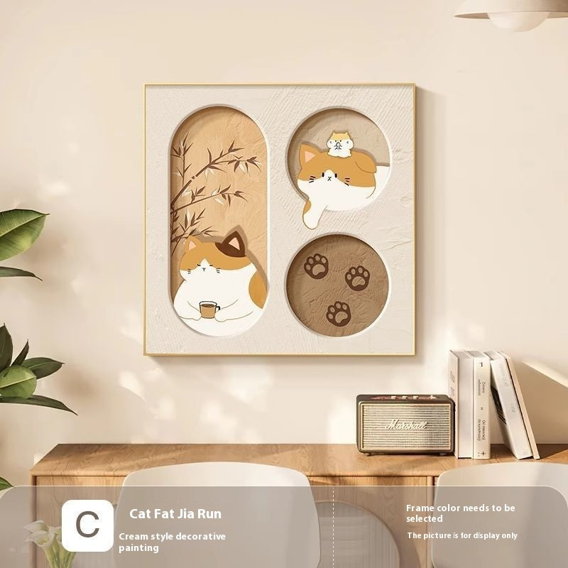 Cute Cat Dining Roomliving Room Cream Style Desktop Decorative Painting My Store
