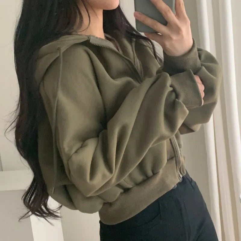 Hooded Cardigan Velvet Padded Thickened Sweater Women