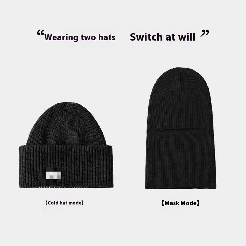 Men's Outdoor Thickened Warm Wool Hat Mask Dual-use