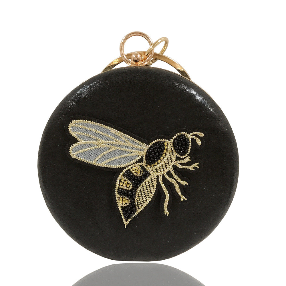 Flat Box Embroidered Beaded Bee Clutch Party Bag