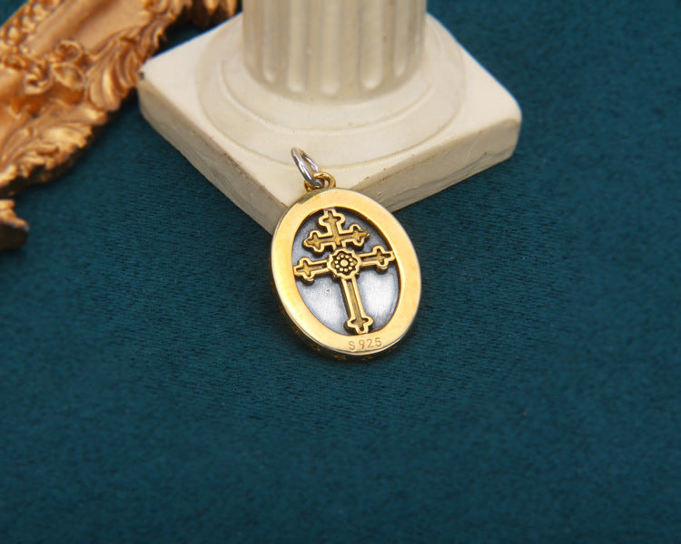 S925 Lady Portrait Cross Pendant