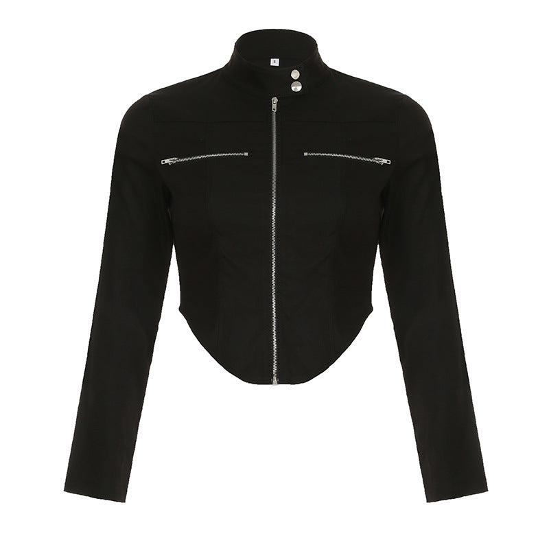 New Stand-up Collar Slim Fit Short Zipper Jacket